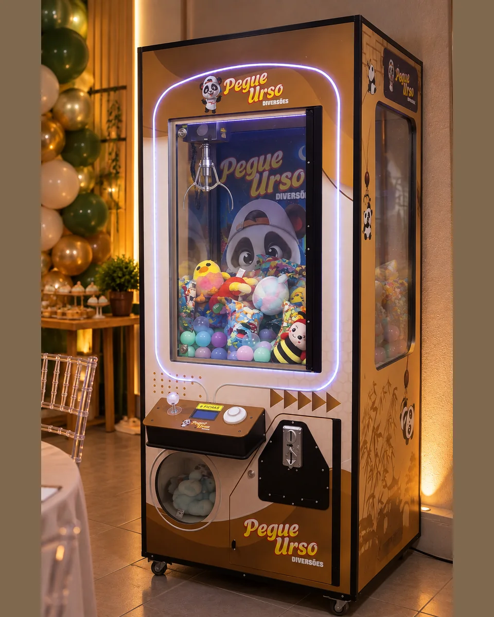 Máquina de garra bege em uma festa